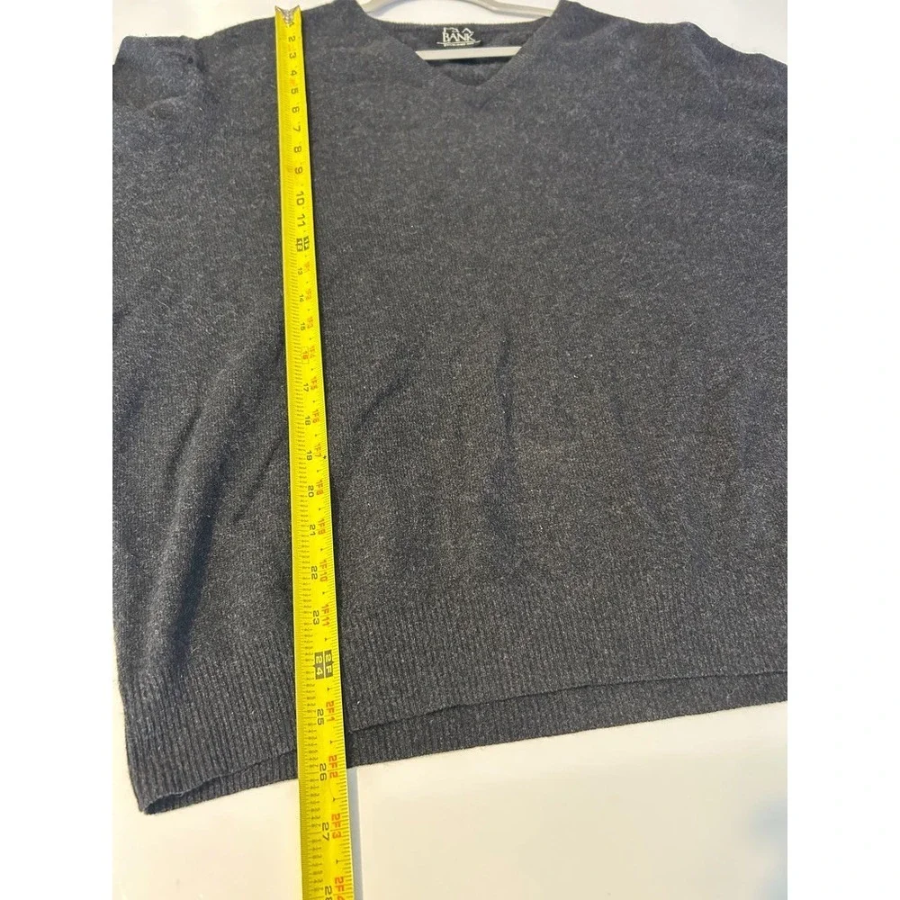 Jos A Bank 100% Cashmere V Neck Sweater Mens L Charcoal Gray Old Money Capsule